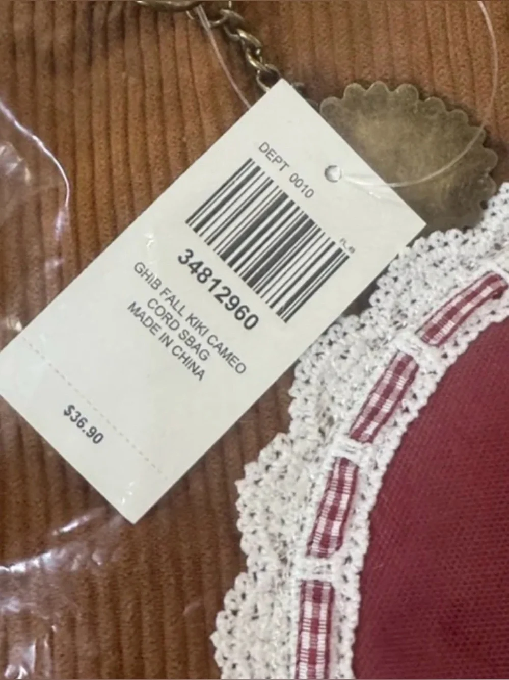 NWT Studio GHIB Kiki delivery cameo corduroy messenger bag - Picture 8 of 8